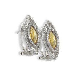 GOLD CITRINE QUARTZ  AND DIAMOND EARRING