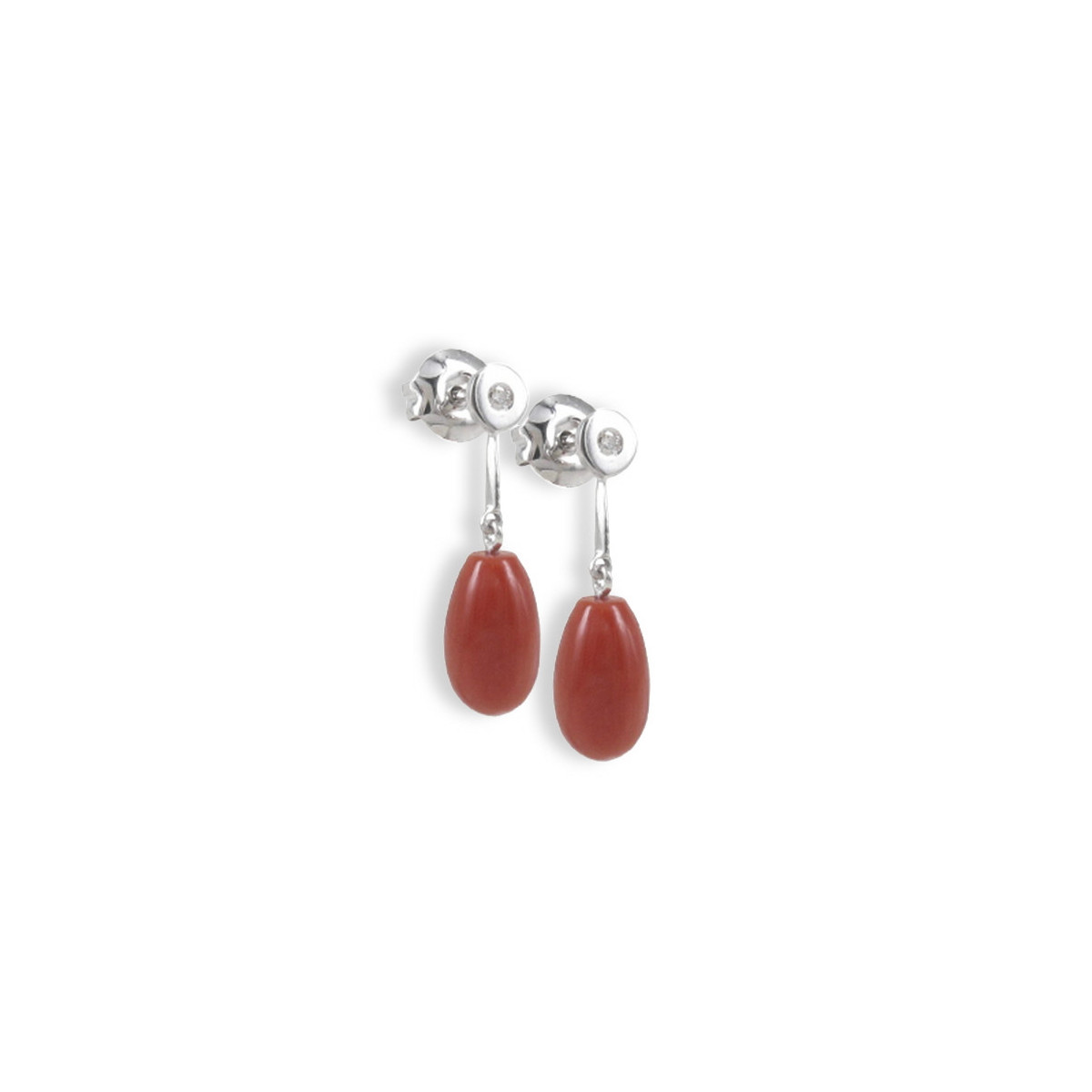 GOLD DIAMOND AND CORAL EARRINGS