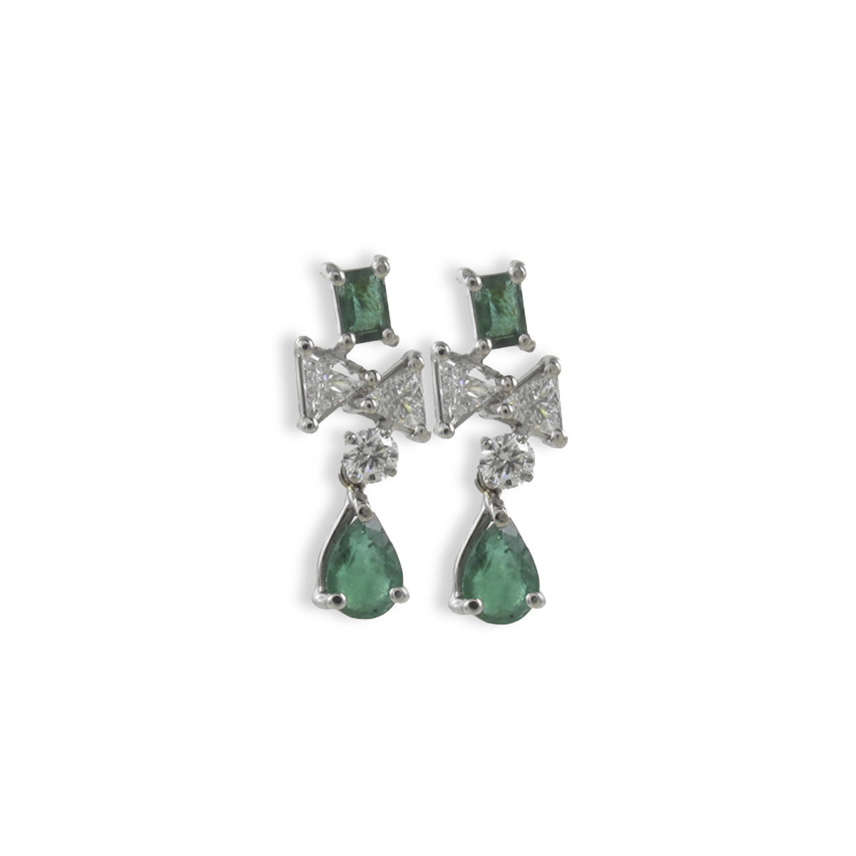 EMERALD AND DIAMONDS GOLD EARRINGS