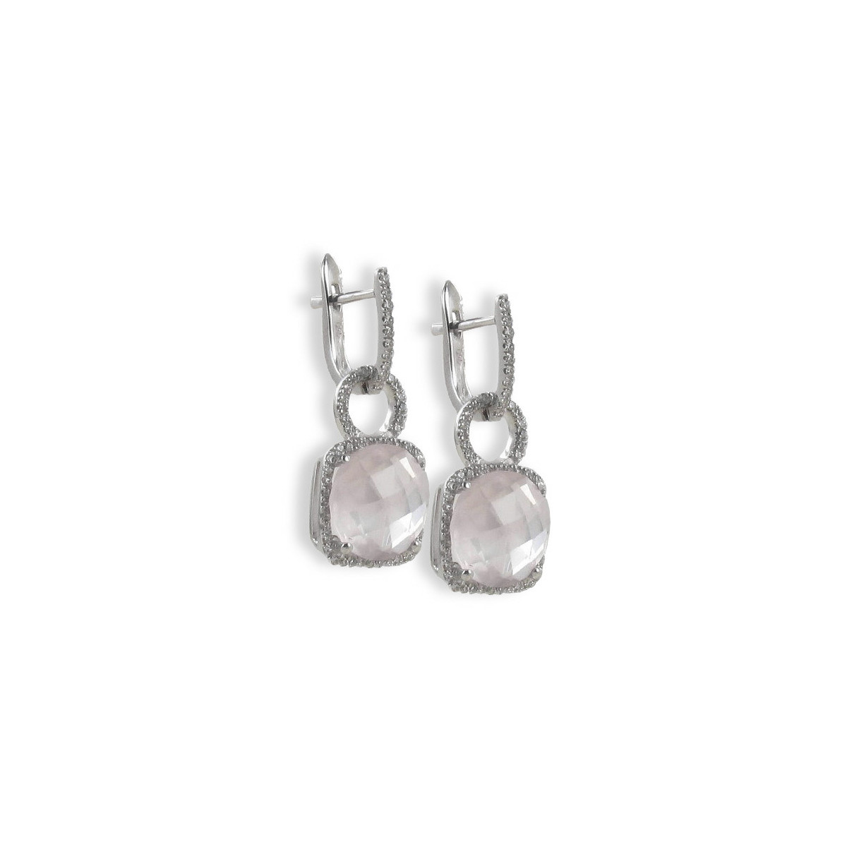 PENDIENTES ORO PIEDRA ROSA Y DIAMANTES