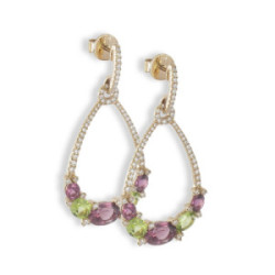GOLD DIAMONDS AND COLORS STONES EARRING