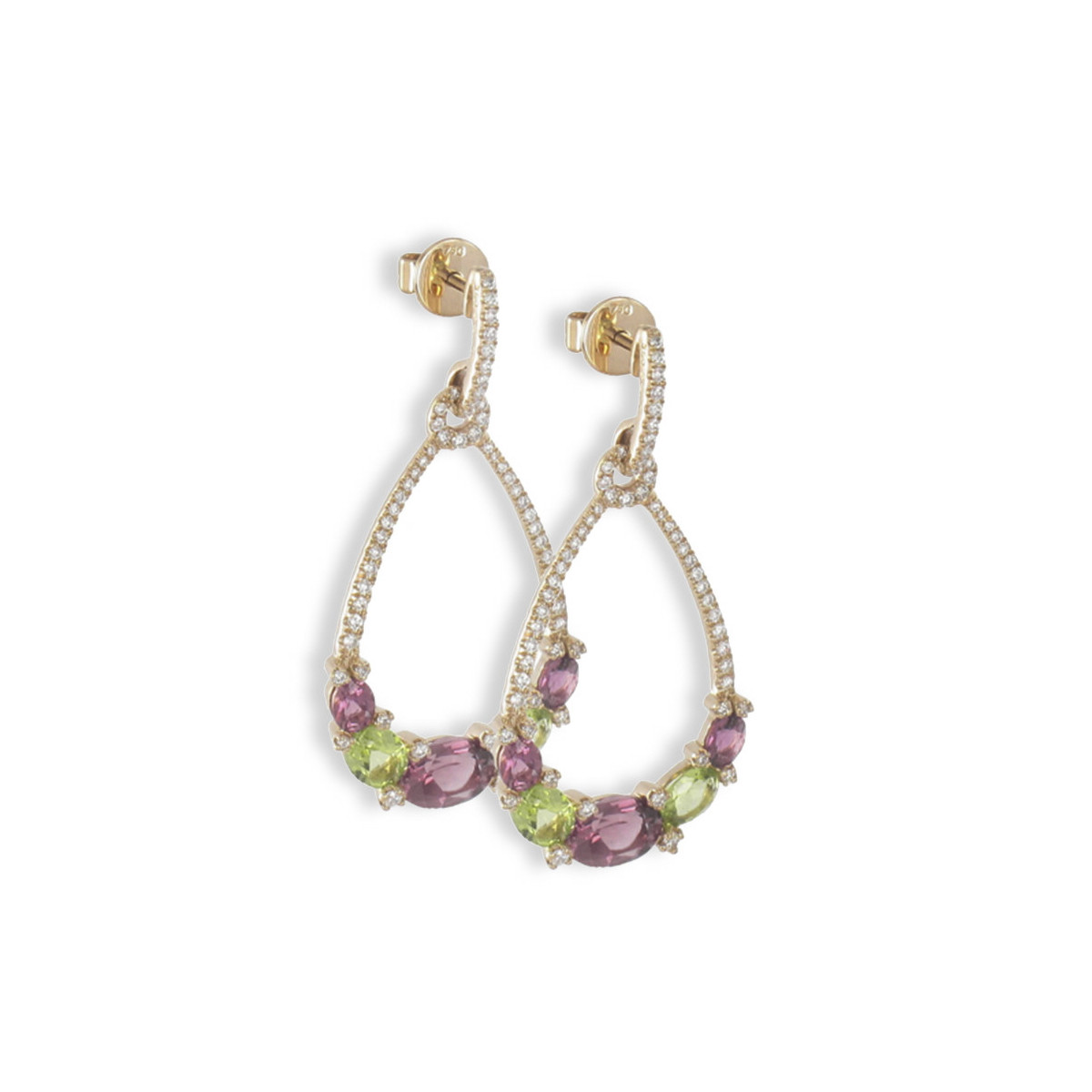 GOLD DIAMONDS AND COLORS STONES EARRING