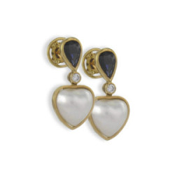 GOLD EARRING PEARLS AND SAPPHIRES