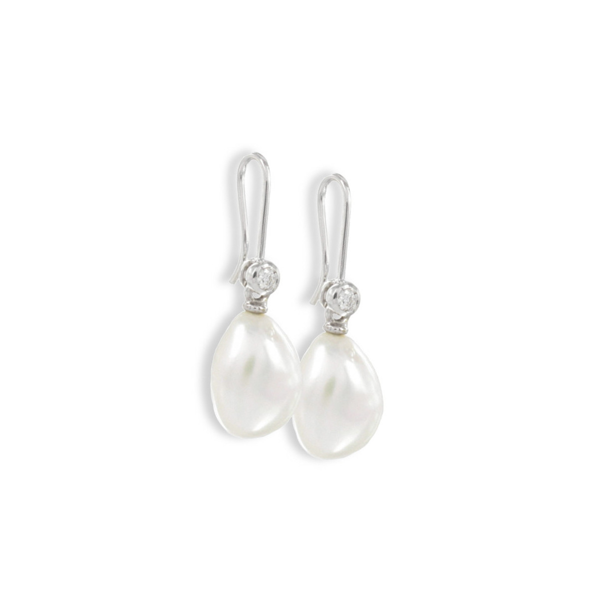 GOLD PEARL AND DIAMONDS EARRINGS