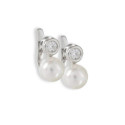 YOU AND ME WHITE GOLD PEARL DIAMOND EARRINGS