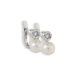 YOU AND ME WHITE GOLD PEARL DIAMOND EARRINGS