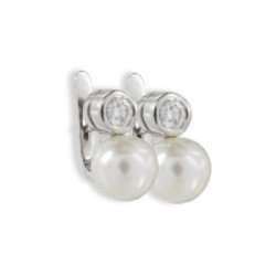 ARRACADES OR BLANC PERLA I DIAMANT