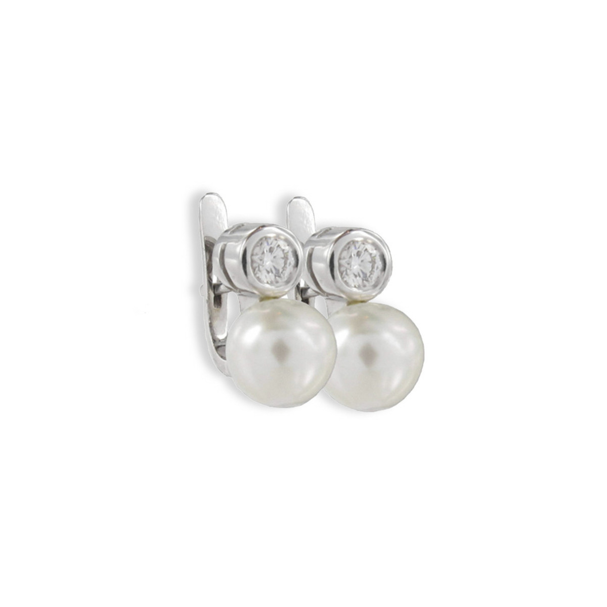 ARRACADES OR BLANC PERLA I DIAMANT