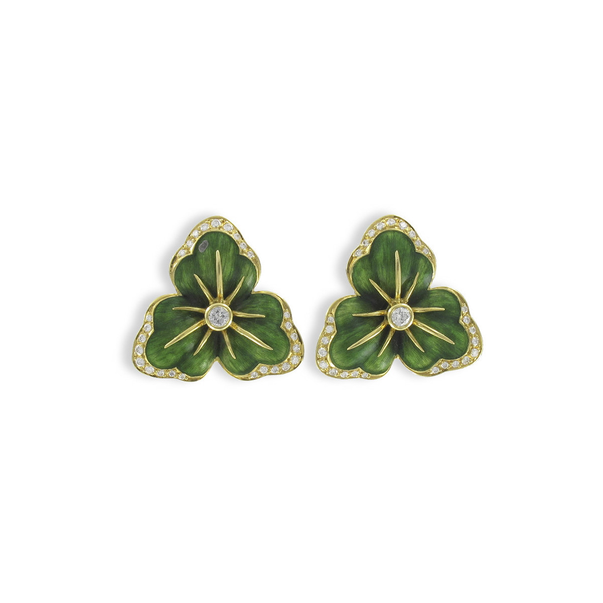 GOLD ENAMEL AND DIAMOND EARRING