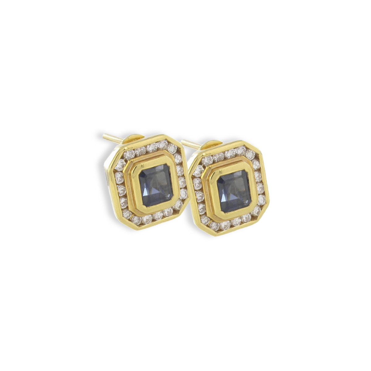 PENDIENTES ORO ZAFIRO Y DIAMANTES