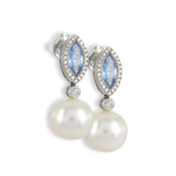 PENDIENTES ORO PERLA TOPACIO Y DIAMANTES