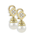 PENDIENTES ORO PERLA Y DIAMANTES