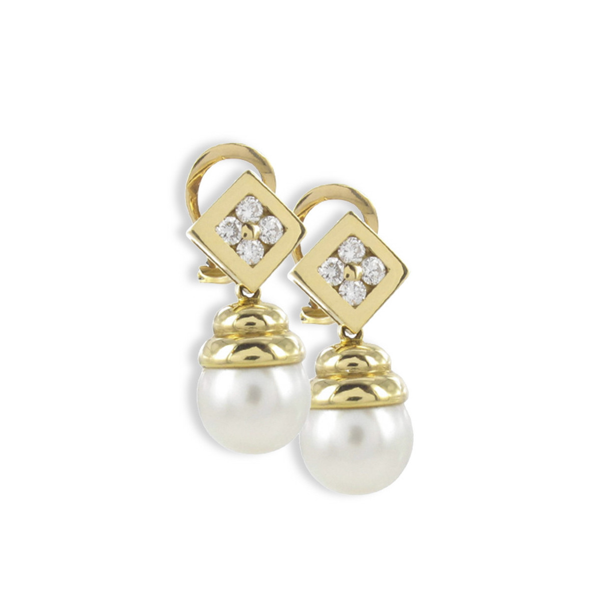 PENDIENTES ORO PERLA Y DIAMANTES