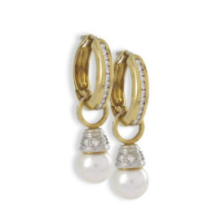 GOLD PEARL AND DIAMOND EARRING