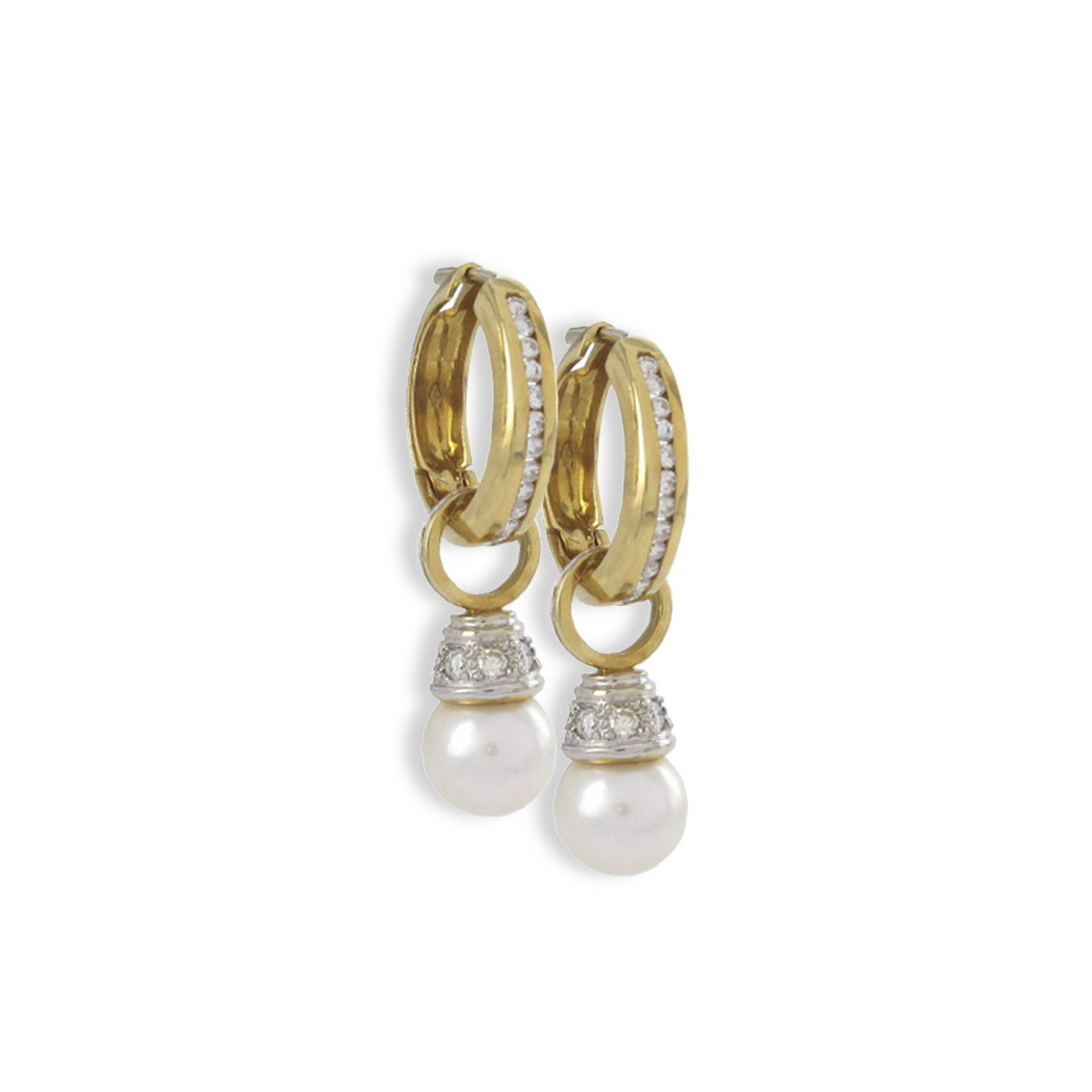 PENDIENTES ORO PERLA Y DIAMANTES