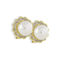 GOLD PEARL AND DIAMOND EARRING