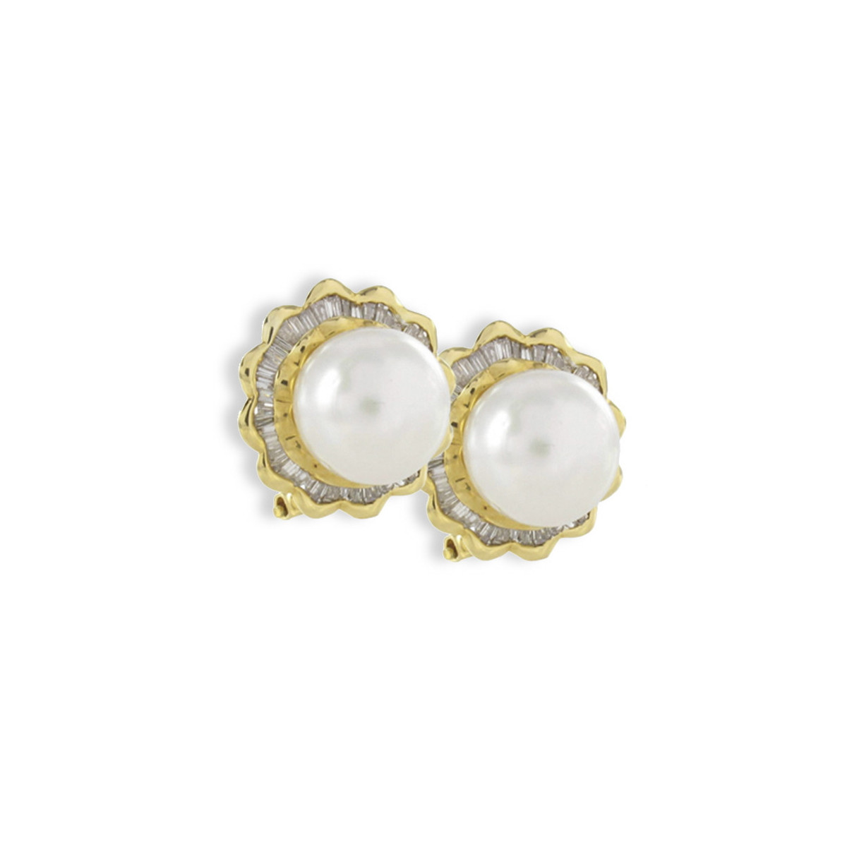 GOLD PEARL AND DIAMOND EARRING