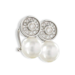 GOLD PEARL AND DIAMOND EARRING