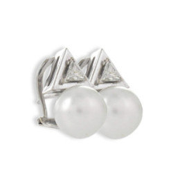 YOU AND ME GOLD PEARL DIAMOND EARRINGS