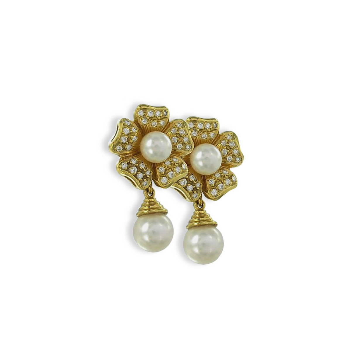 GOLD PEARL AND DIAMOND EARRING