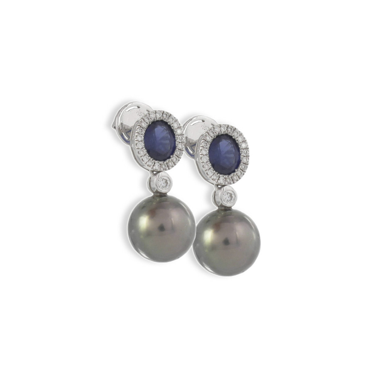 GOLD SAPPHIRE DIAMOND AND PEARL EARRING