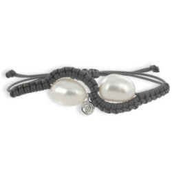 POLSERA MACRAME PERLES OR I DIAMANTS