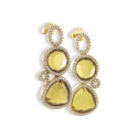 GOLD DIAMOND AND QUARTZ EARINGS