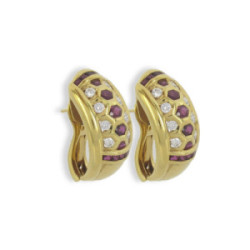 GOLD DIAMONDS AND RUBY EARRING