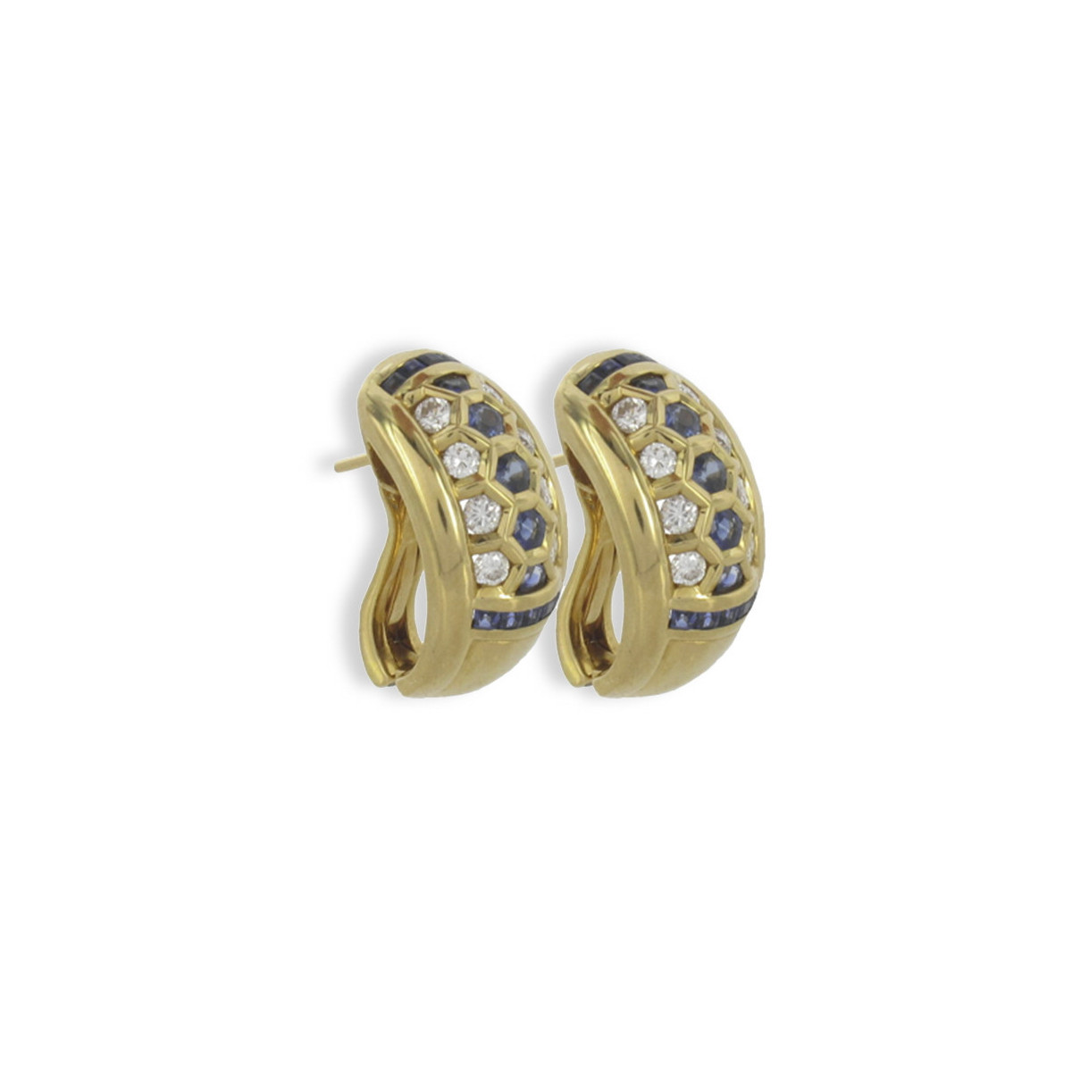 GOLD DIAMONDS AND SAPPHIRE EARRING