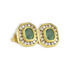 GOLD DIAMONDS AND EMERALD EARRING