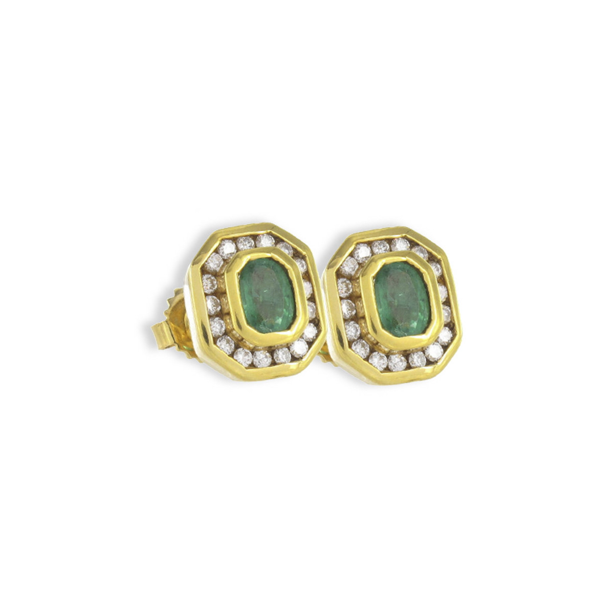 GOLD DIAMONDS AND EMERALD EARRING