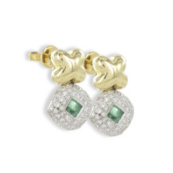 GOLD EMERALD AND DIAMOND EARRING