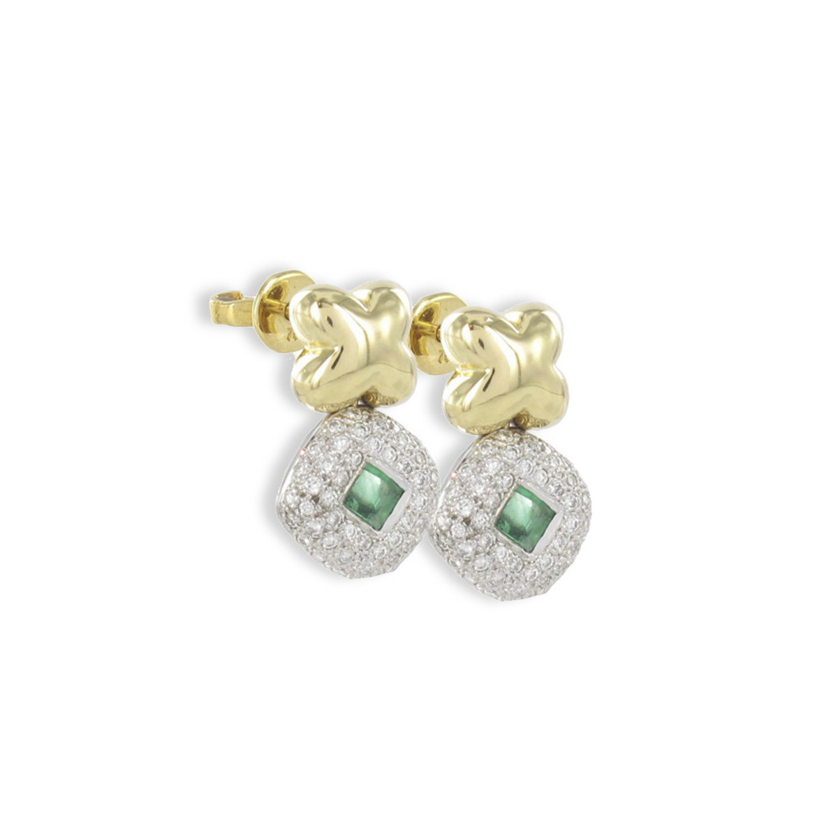 PENDIENTES ORO ESMERALDA Y DIAMANTES