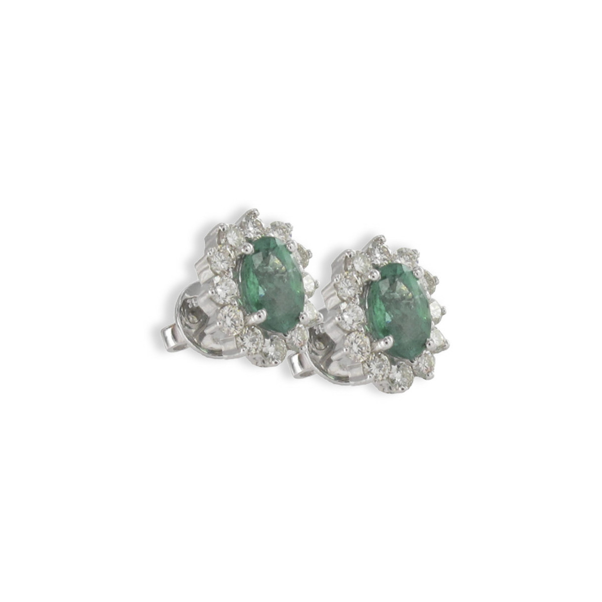 GOLD EARRING EMERALD AND DIAMONDS