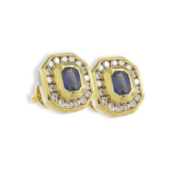 GOLD SAPPHIRE AND DIAMOND EARRING