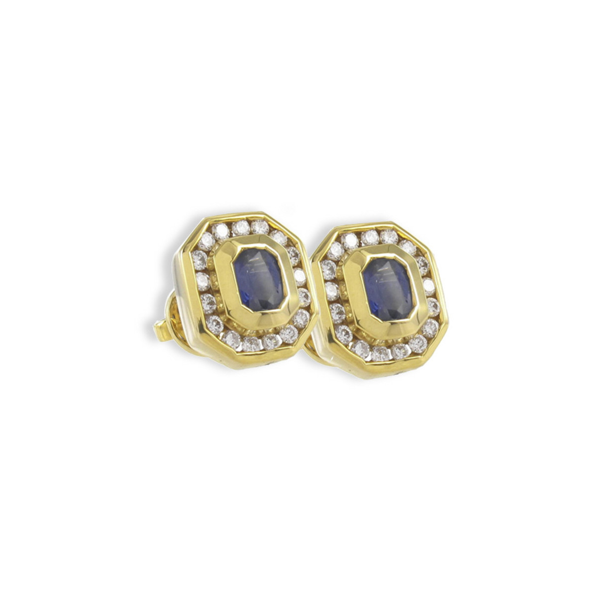 GOLD SAPPHIRE AND DIAMOND EARRING