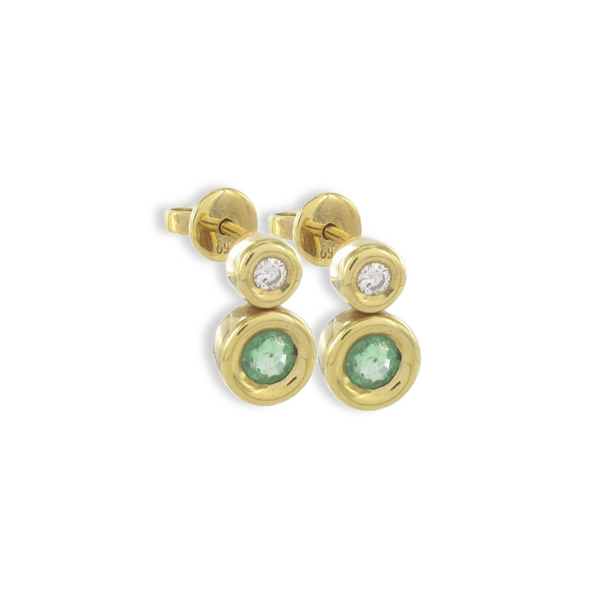 GOLD EARRING EMERALD AND DIAMOND