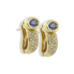 PENDIENTES ORO ZAFIROS Y DIAMANTES