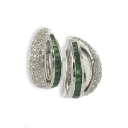 GOLD EMERALD AND DIAMONDS EARRINGS