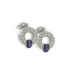 PENDIENTES ORO ZAFIROS Y DIAMANTES