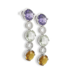 PENDIENTES ORO PIEDRAS COLOR Y DIAMANTES