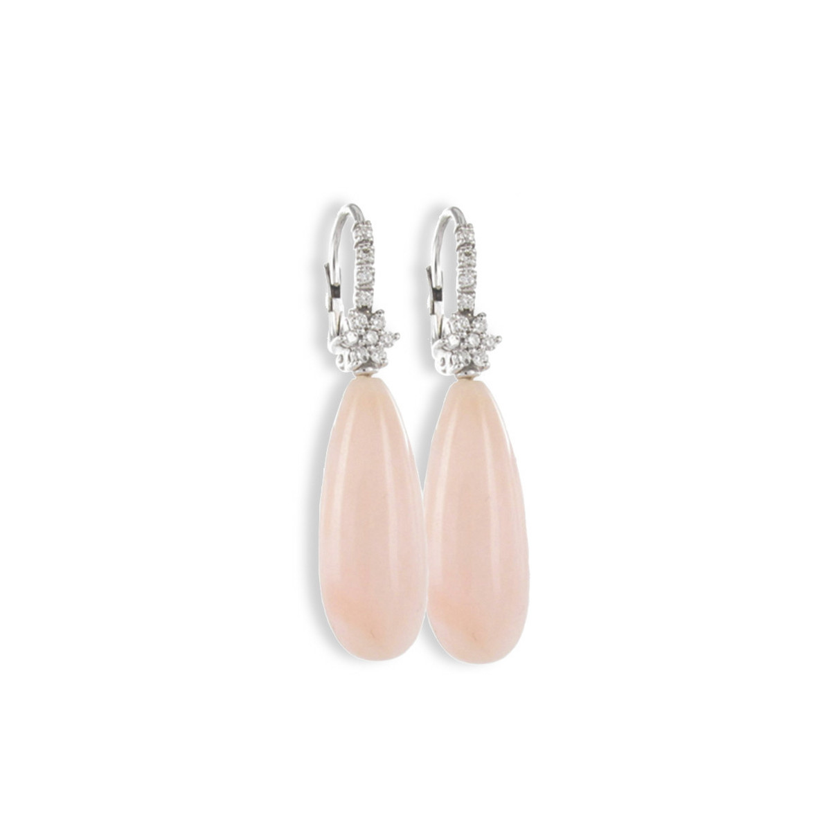 GOLD CORAL AND DIAMONDS EARRING