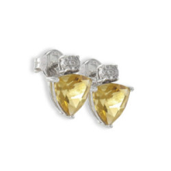 PENDIENTES ORO CUARZO DIAMANTE