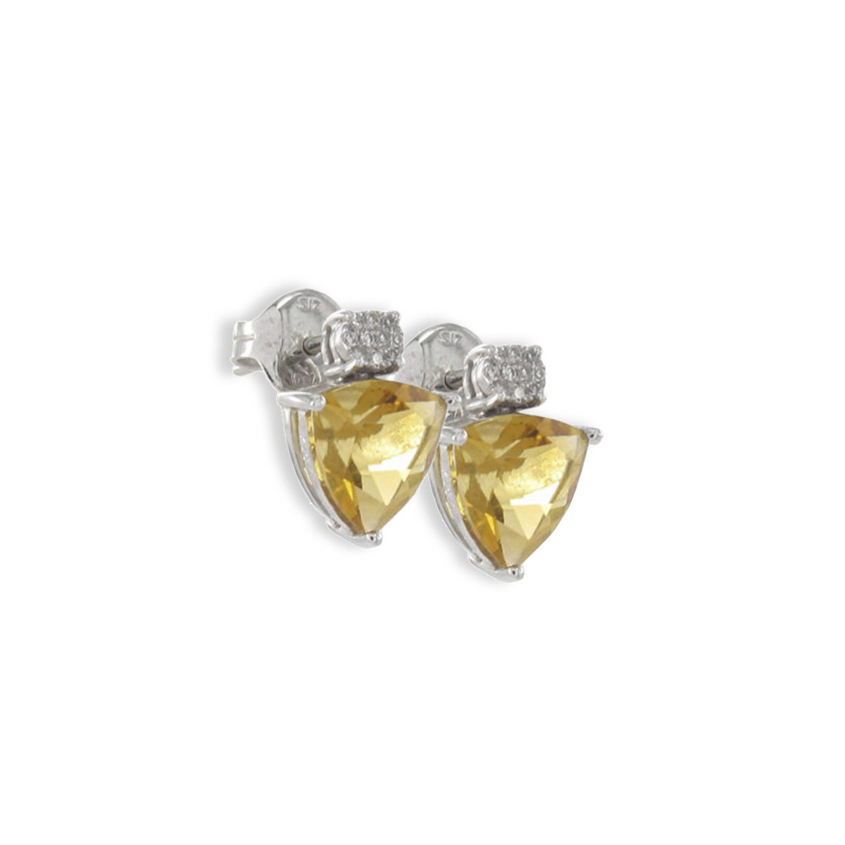 PENDIENTES ORO CUARZO DIAMANTE