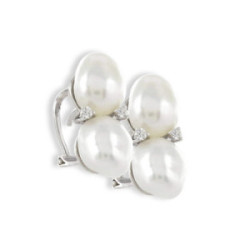 GOLD PEARL AND DIAMOND EARRING