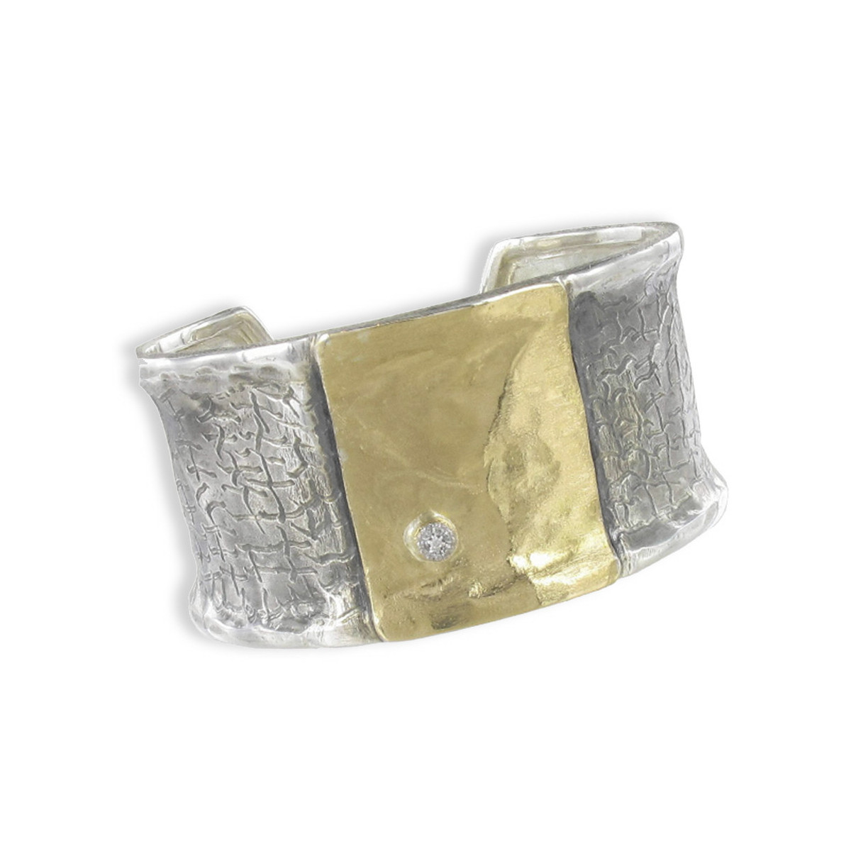 SILVER AND GOLD BRACELET WITH DIAMONDS