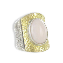 SILVER AND GOLD RING WITH ROSE CORAL