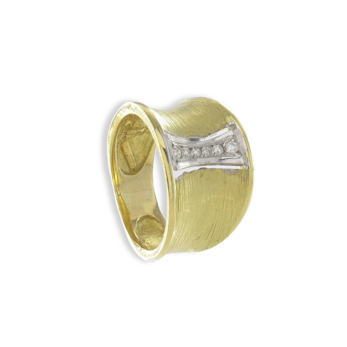 ANILLO ORO TEXTURIZADO Y DIAMANTES