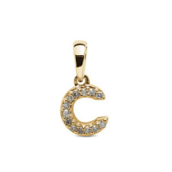 INITIAL C PENDANT WITH 13 DIAMONDS