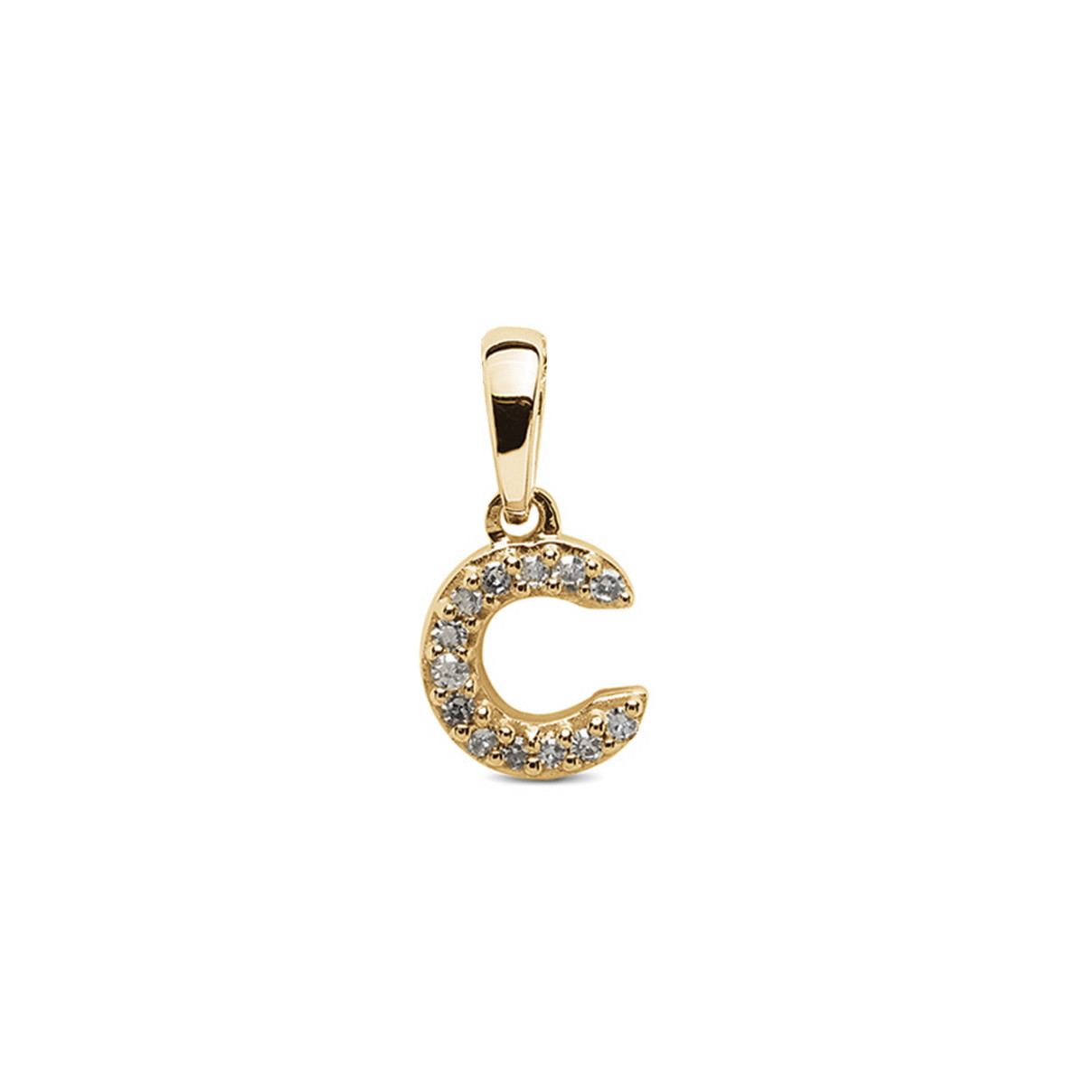 INITIAL C PENDANT WITH 13 DIAMONDS